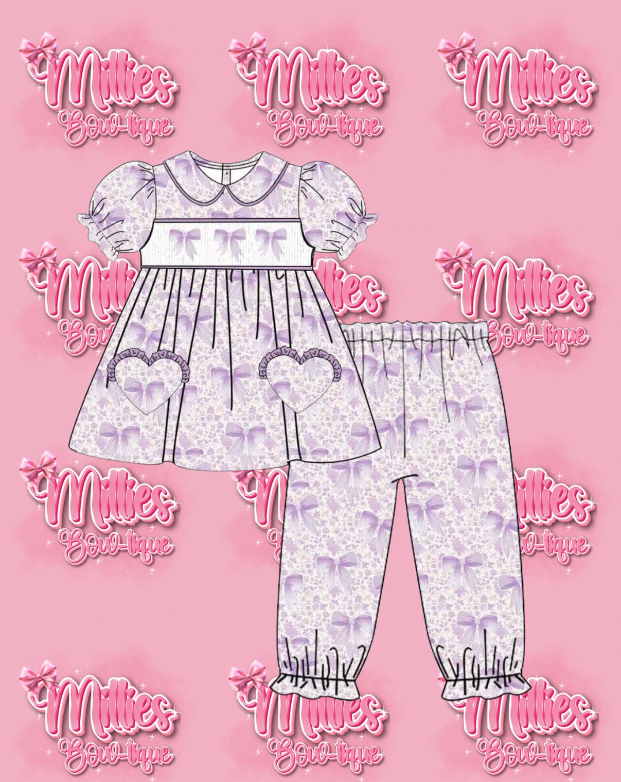 Lilac floral & bow pyjamas