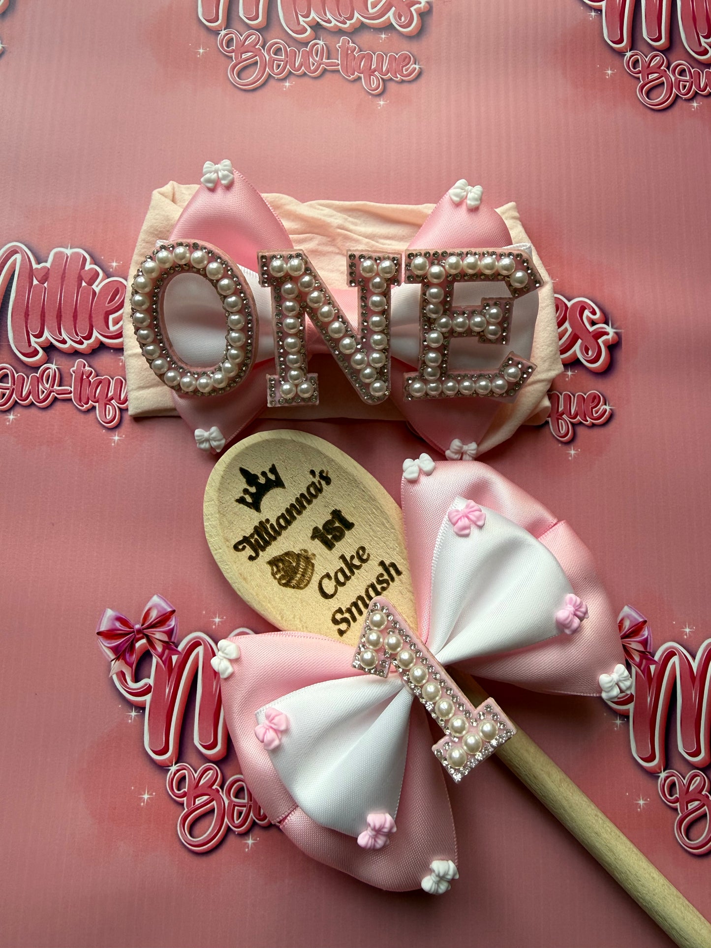 Letter Cake smash spoon & headband set