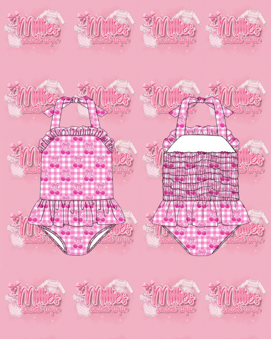 Cherry Gingham Swimming Costume