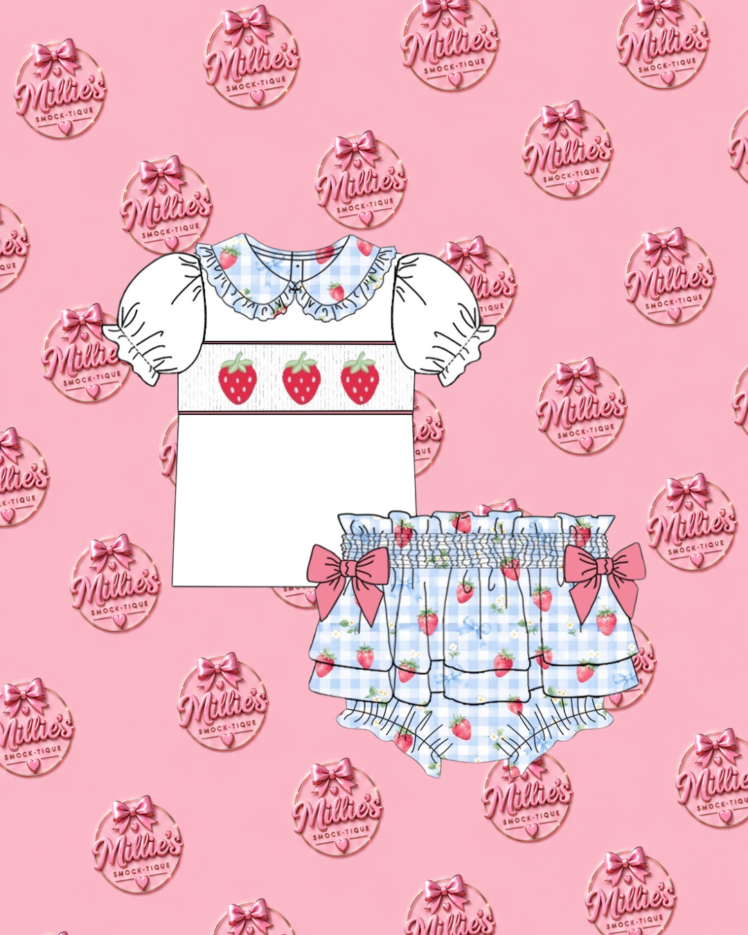 Strawberry Gingham Jam Pants - PRE ORDER