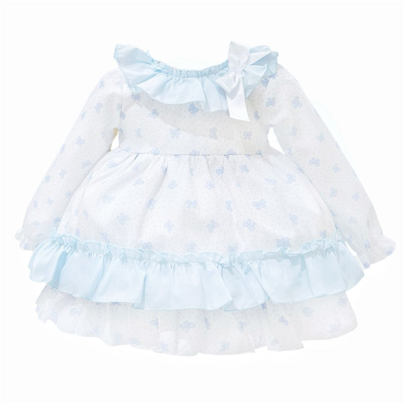 Wee me blue bow puffball dress