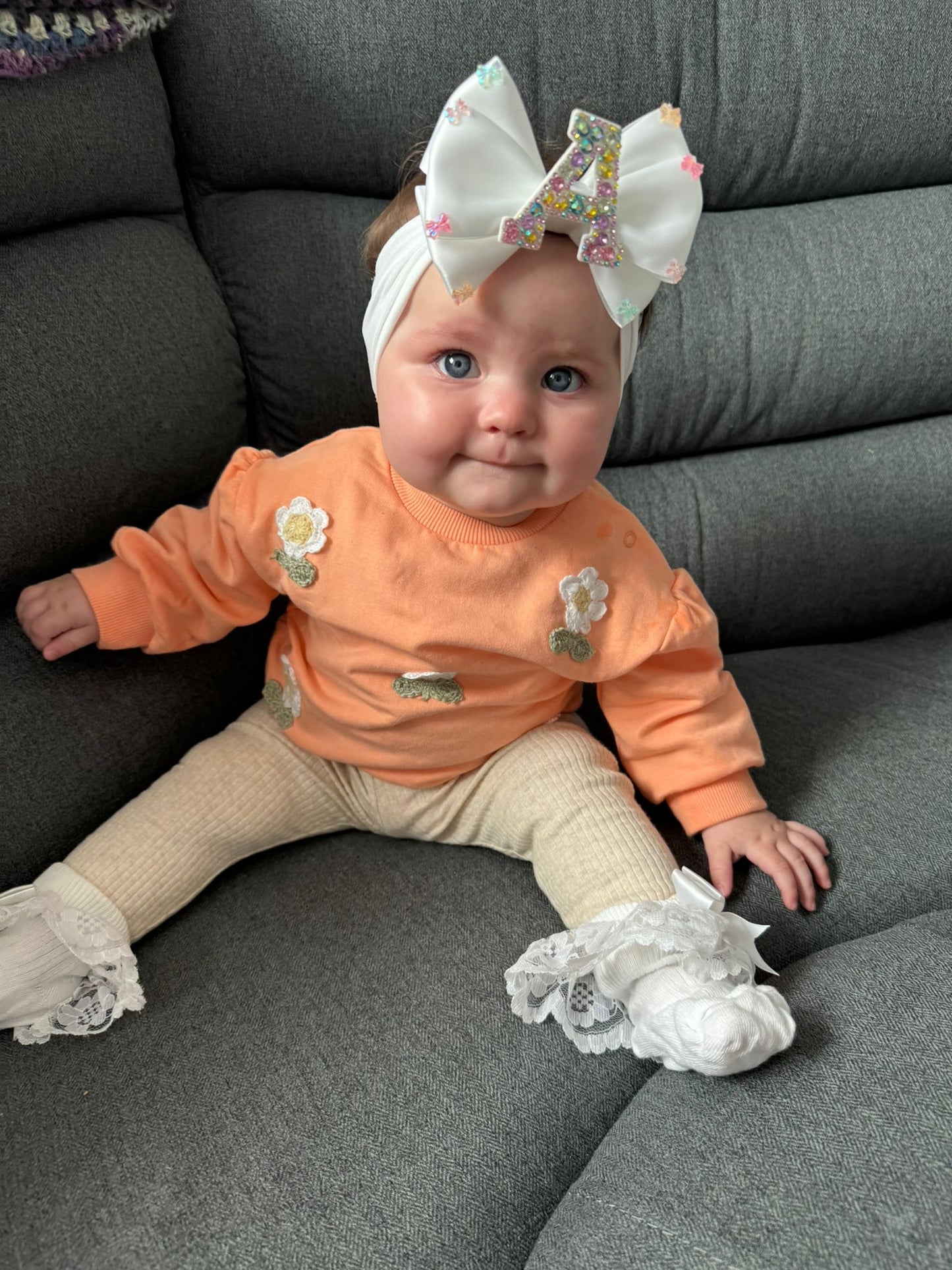 Rainbow Jewel Initial Bow