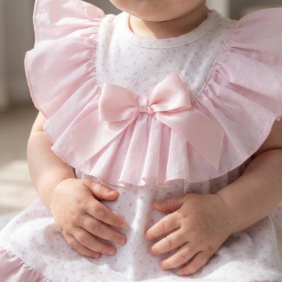 Wee Me White & Pink Heart Frilly Dress
