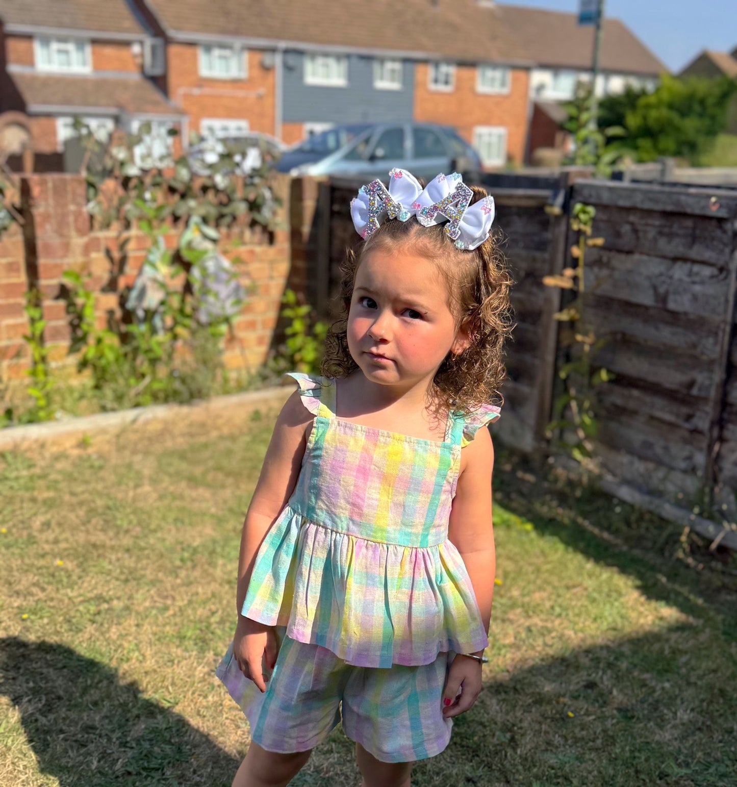 Rainbow Jewel Initial Bow