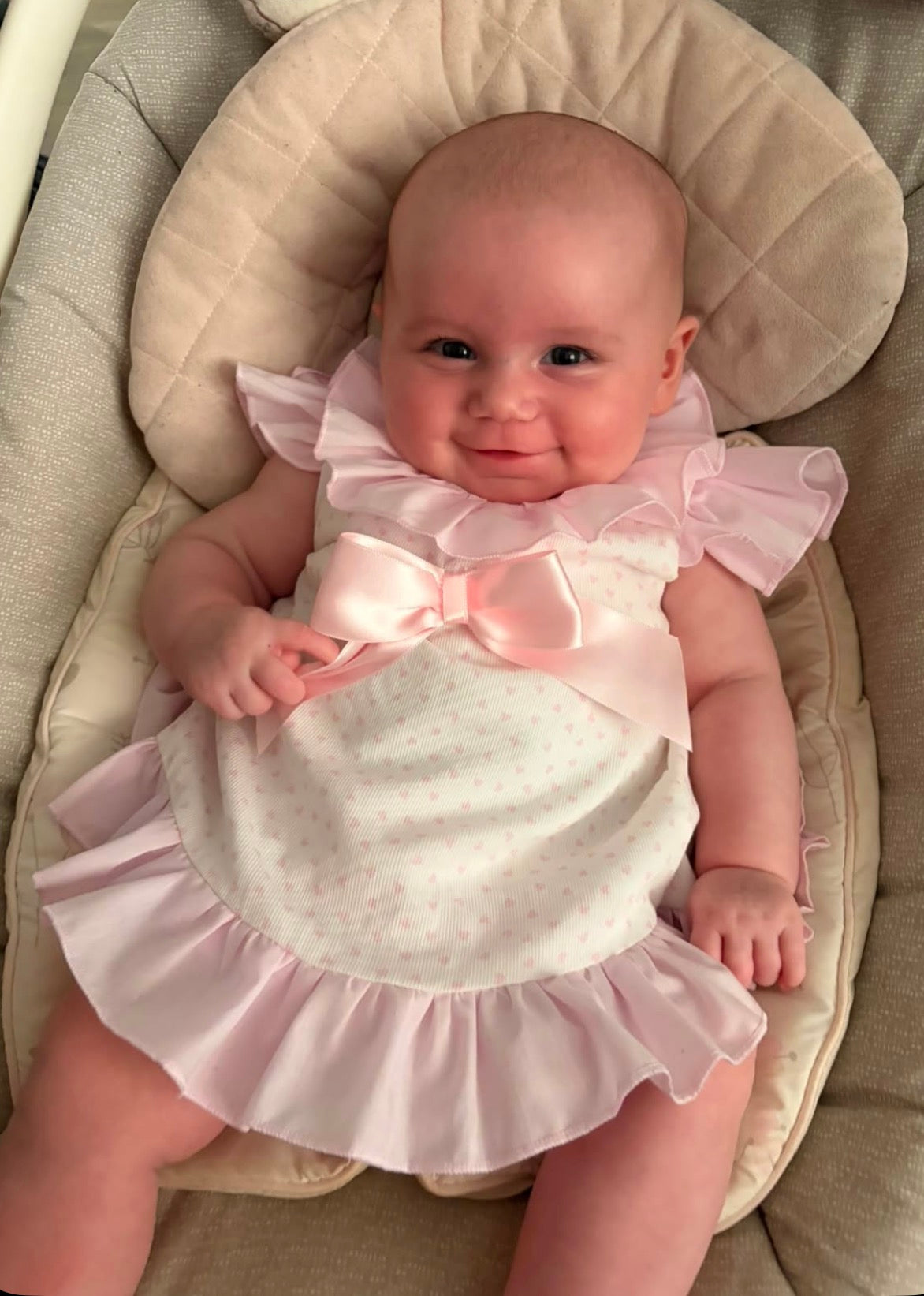 Wee Me Pink & White Heart Open Back Dress