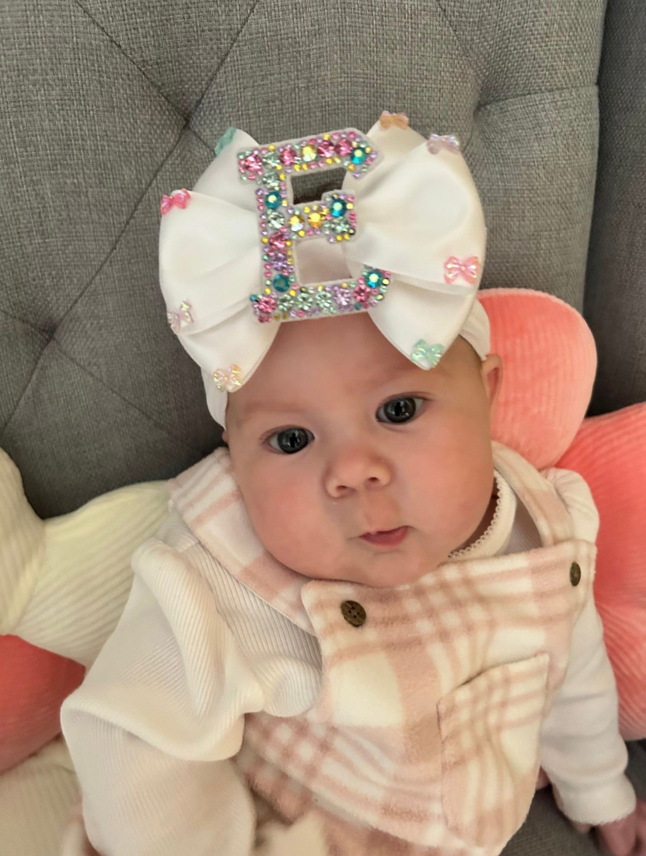 Rainbow Jewel Initial Bow