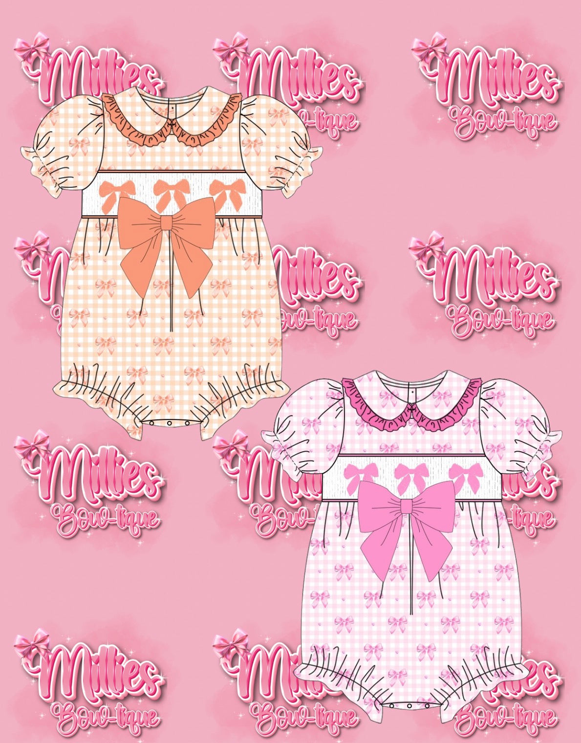 Gingham Bow Romper - Pre Order