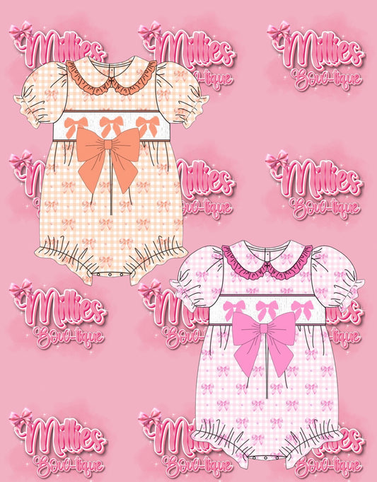 Gingham Bow Romper - Pre Order