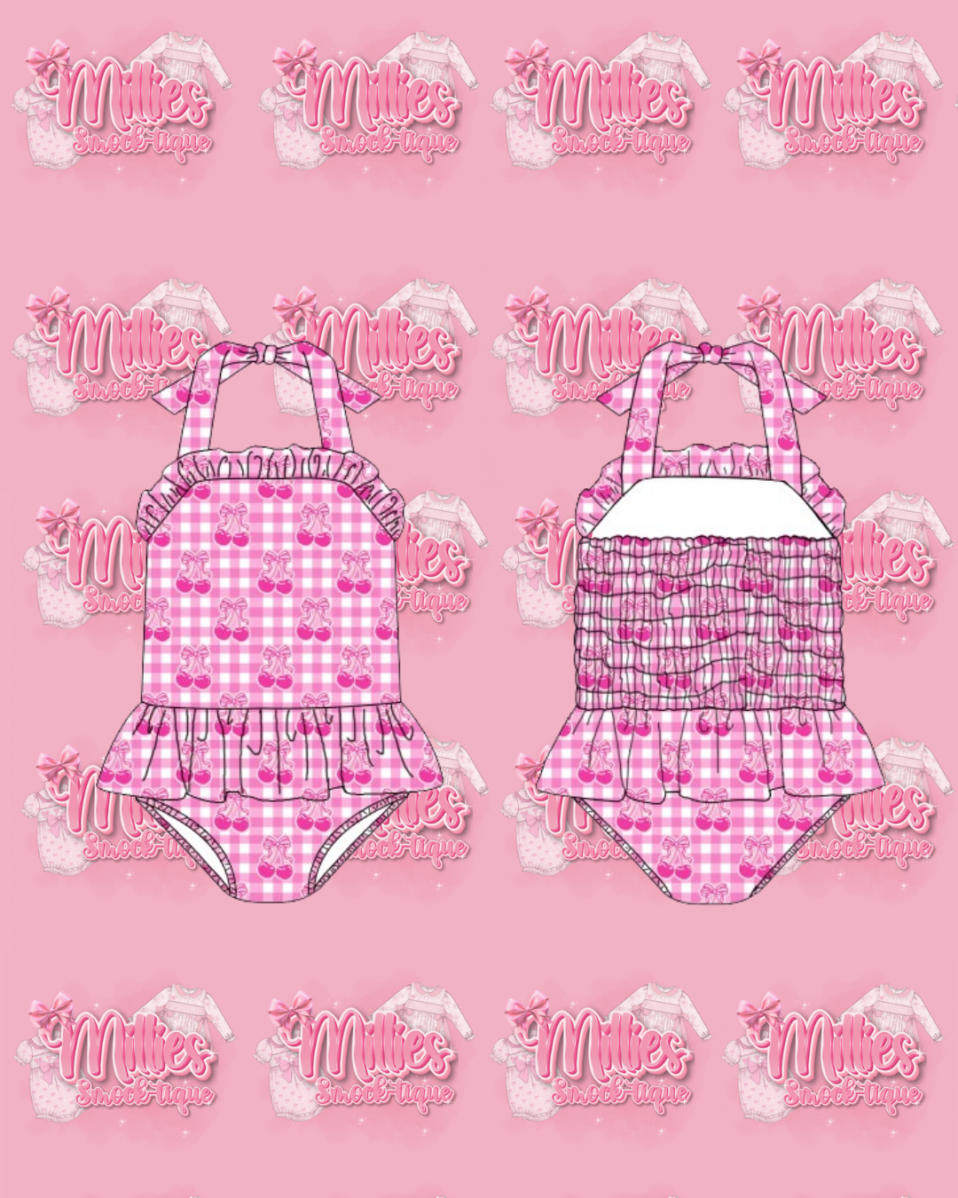 Cherry Gingham Swimming Costume
