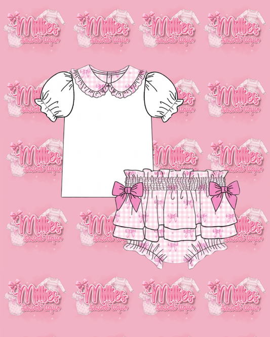 Pink Gingham Bow Jam Pant Set