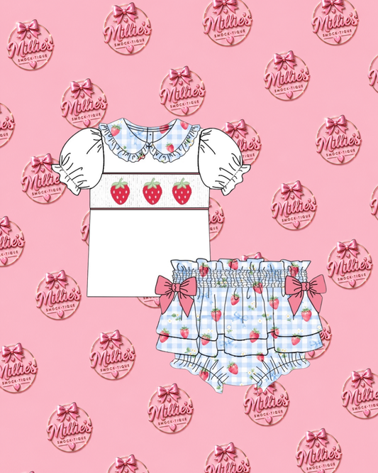 Strawberry Gingham Jam Pants - PRE ORDER