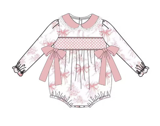 Floral&Bow Smocked Romper & Matching Bows!