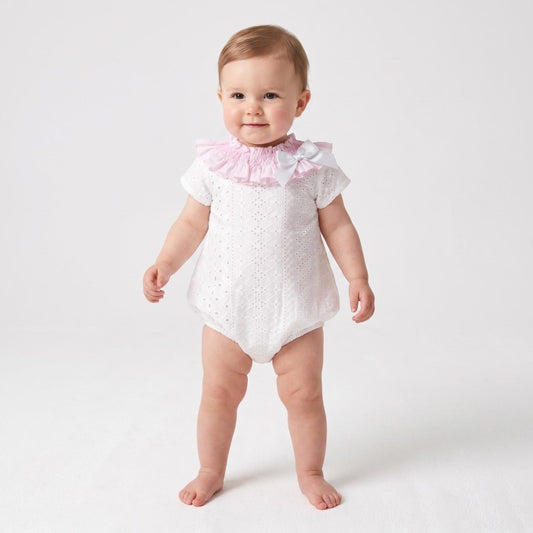Wee Me White Frilly Collar Romper
